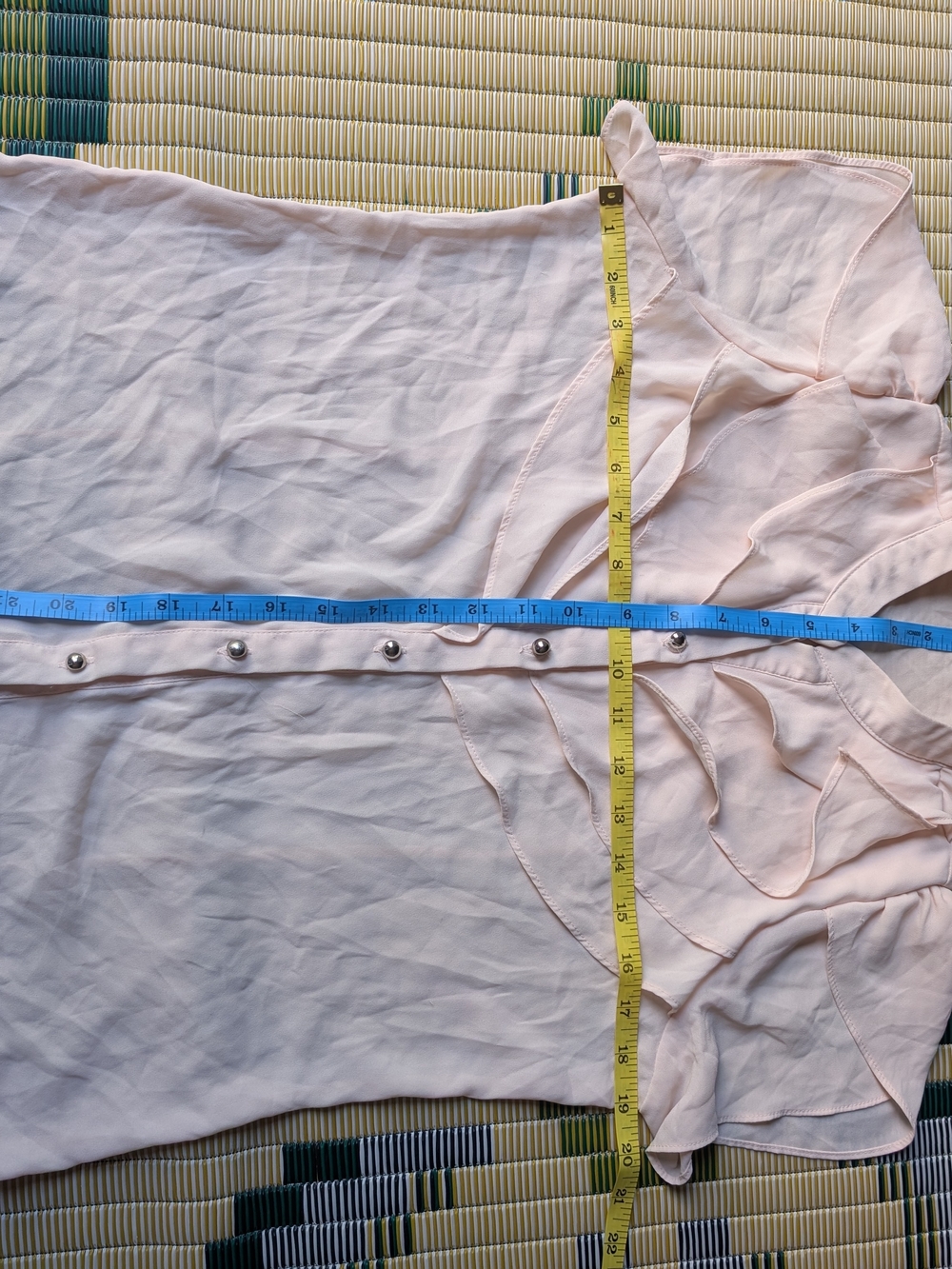 Light Pink Ruffle Front Button-Down Blouse - Picture 5 of 7